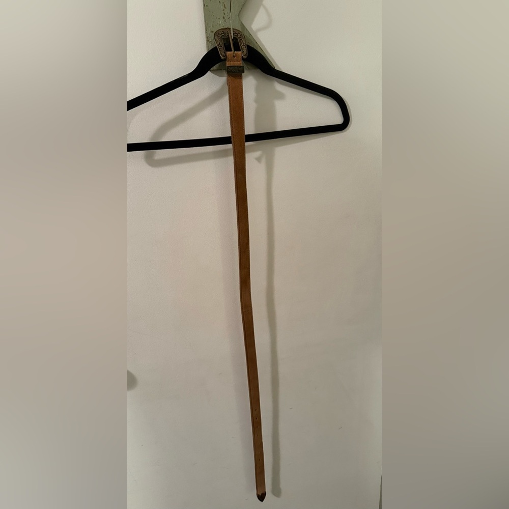 Free People Brown Suede Cowboy Buckle Belt Skinny